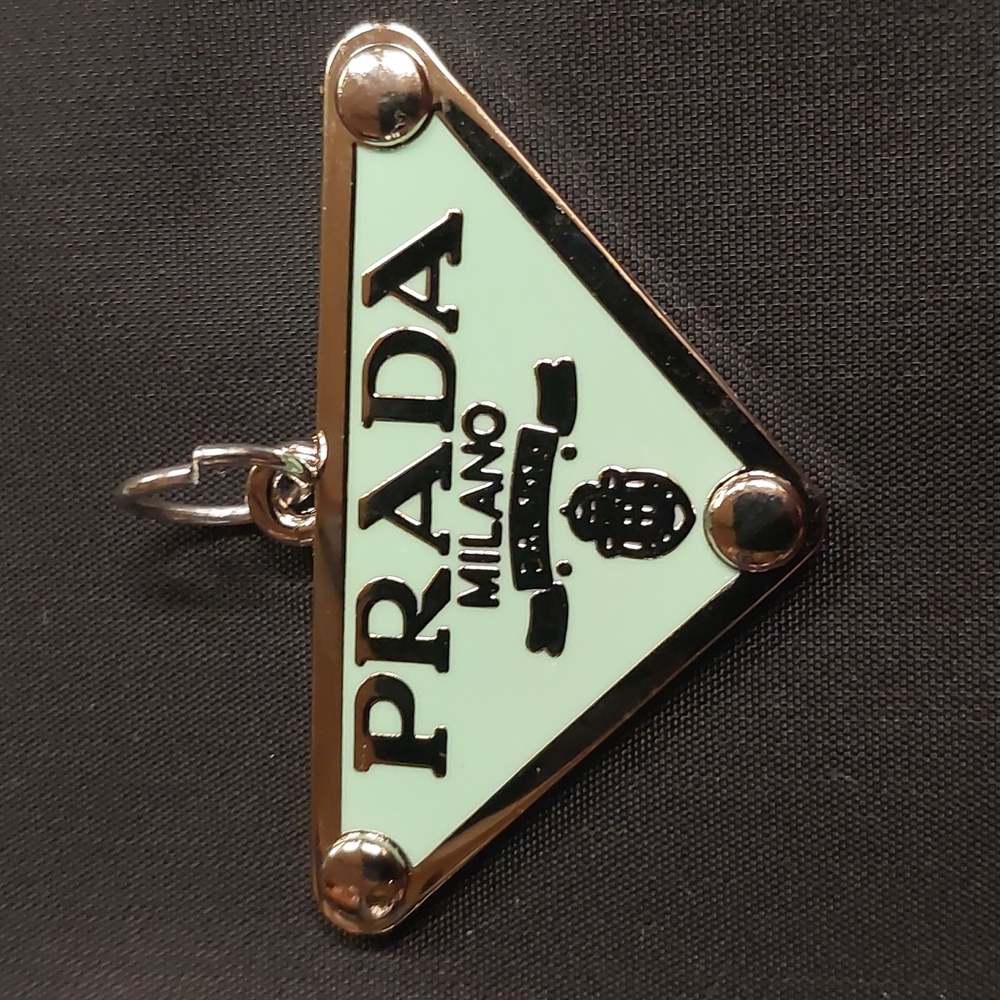 Prada Solid Sterling Silver And Mint Green Triang… - image 1